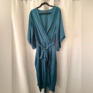 EUC City Chic Teal Faux Wrap Dress - Size 18